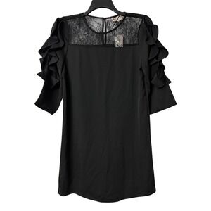 NWT Philosophy Womens Black Short Sleeve Lace Casual Dress Size Small